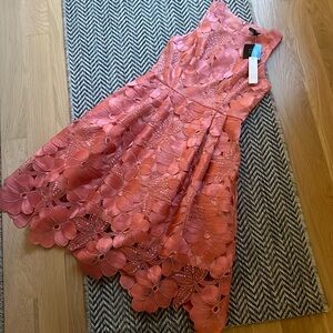 White House Black Market NWT Tonal Lace Gelato Pink Dress Size 4